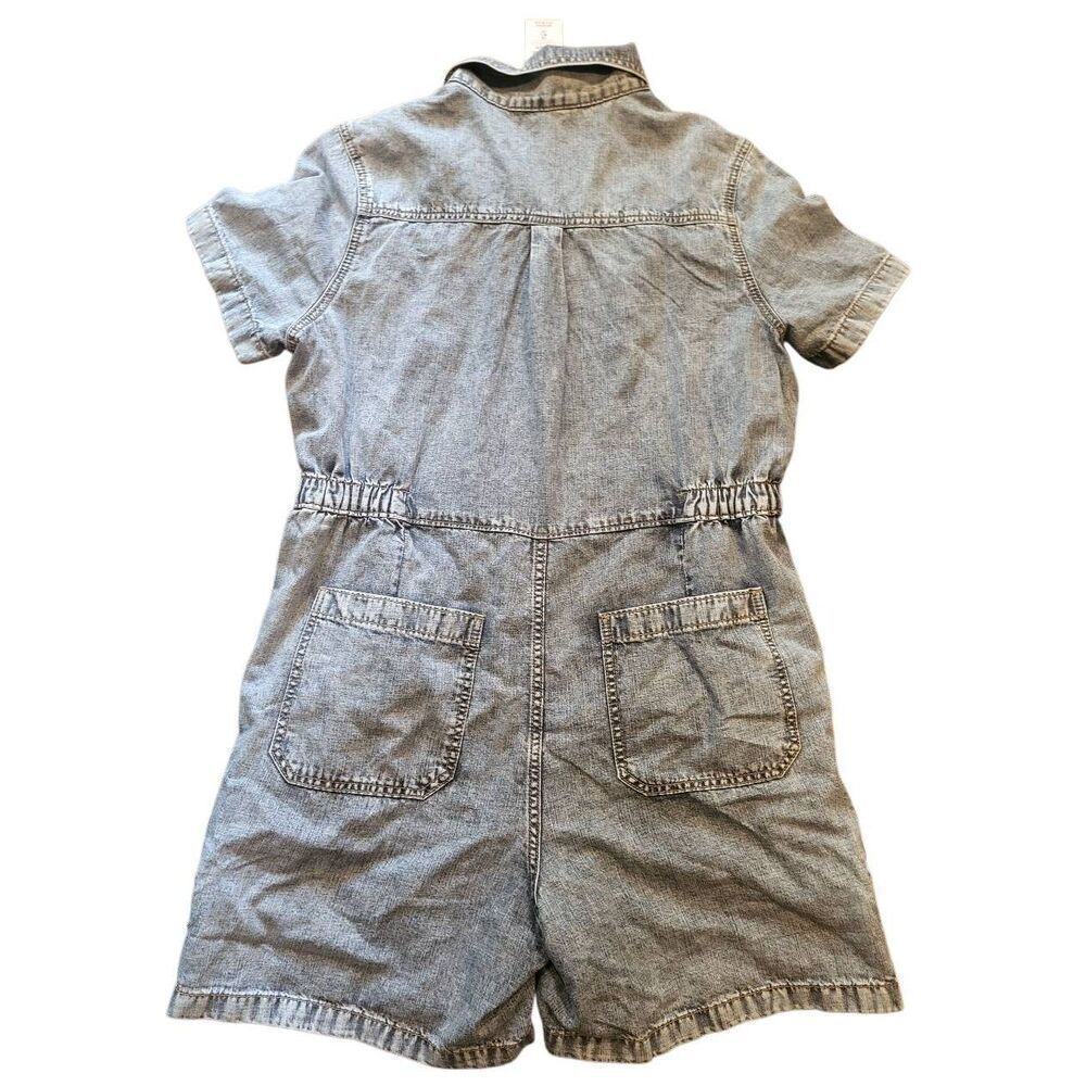 NWT Torrid Festi Romper Women's Large Blue Denim Boiler Suit Shorts Button Down - Picture 2 of 4